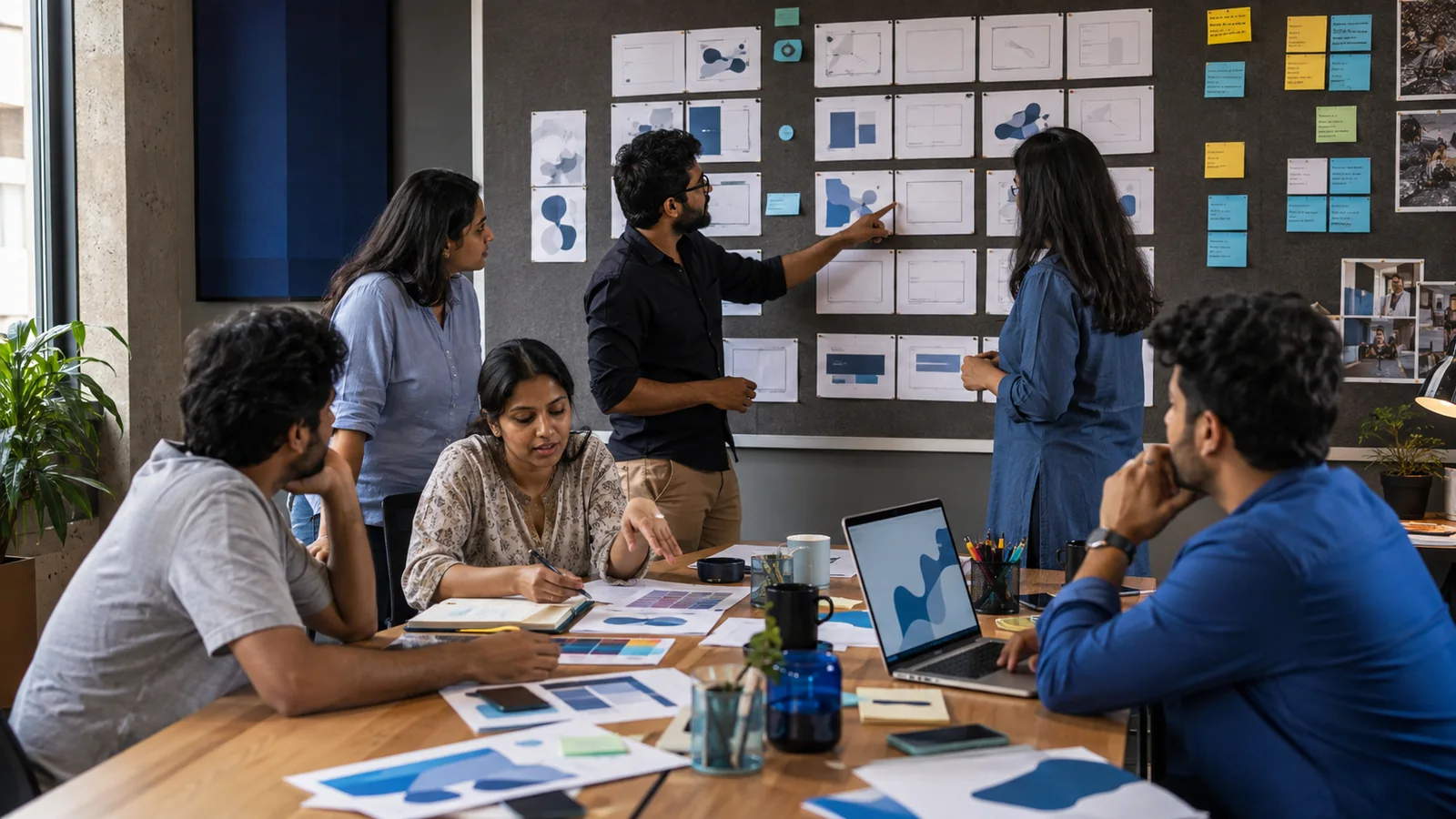 An Indian strategy and creative team planning social media content together